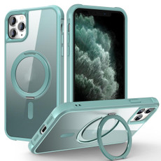 For iPhone 11 Pro Max MagSafe Magnetic Rotating Holder Phone Case(Lake Blue)