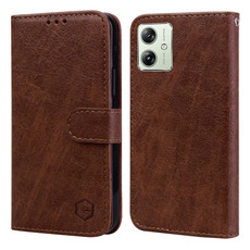 For Motorola Moto G54 Skin Feeling Oil Leather Texture PU + TPU Phone Case(Brown)