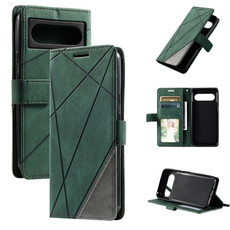For Google Pixel 8 Skin Feel Splicing Leather Phone Case(Green)