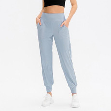 Autumn And Winter Loose Sports Trousers For Ladies (Color:Light Blue Size:XXL)