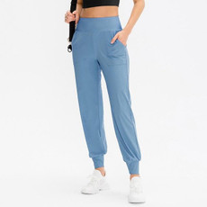 Autumn And Winter Loose Sports Trousers For Ladies (Color:Fog Blue Size:XXL)