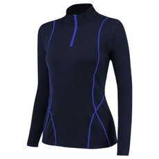 Plus Velvet Long-sleeved Yoga Sportswear for Women (Color:Navy Blue Size:L)