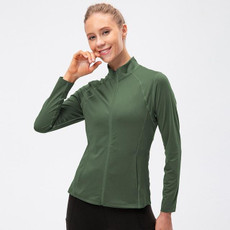 Autumn And Winter Zipper Long-sleeved Sports Jacket for Ladies (Color:Army Green Size:XL)