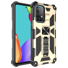 For Samsung Galaxy A52 5G / 4G Shockproof TPU + PC Magnetic Protective Case with Holder(Gold) For Samsung Galaxy A52 5G / 4G Shockproof TPU + PC Magnetic Protective Case with Holder(Gold)