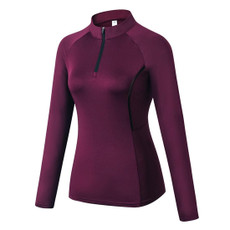 Autumn And Winter Fitness Running Yoga High Elastic Tights Quick Drying Stand Collar Sweater (Color:Wine Red Size:XL)