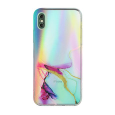 For iPhone XS Max Laser Marble Pattern Clear TPU Shockproof Protective Case(Green)