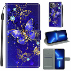 For iPhone 13 Pro Max Voltage Colored Drawing Magnetic Clasp Horizontal Flip PU Leather Case with Holder & Card Slots (C11 Blue Golden Chain Butterflies) For iPhone 13 Pro Max Voltage Colored Drawing Magnetic Clasp Horizontal Flip PU Leather Case with Holder & Card Slots (C11 Blue Golden Chain Butterflies)