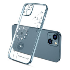 For iPhone 13 mini Electroplating Diamond Dandelion Pattern TPU Shockproof Protective Case (Navy Blue)