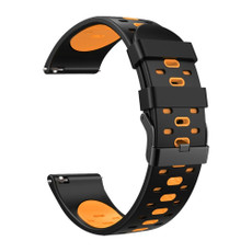 For Huawei Watch GT 3 22mm Three Rows Holes Two-color Silicone Watch Band(Black Orange)