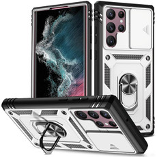 For Samsung Galaxy S22 Ultra 5G Sliding Camera Cover TPU + PC Phone Case(White+Black) For Samsung Galaxy S22 Ultra 5G Sliding Camera Cover TPU + PC Phone Case(White+Black)