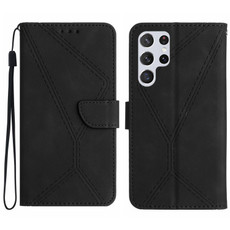 For Samsung Galaxy S22 Ultra 5G Stitching Embossed Leather Phone Case(Black) For Samsung Galaxy S22 Ultra 5G Stitching Embossed Leather Phone Case(Black)