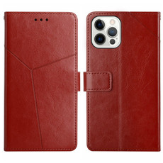 For iPhone 15 Pro Max HT01 Y-shaped Pattern Flip Leather Phone Case(Brown) For iPhone 15 Pro Max HT01 Y-shaped Pattern Flip Leather Phone Case(Brown)
