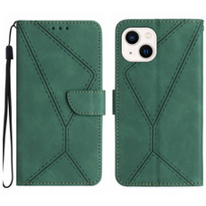 For iPhone 15 Stitching Embossed Leather Phone Case(Green)