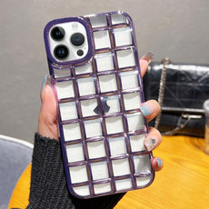 For iPhone 14 Pro Max 3D Grid Phone Case(Purple)