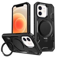 For iPhone 12 / 12 Pro Patronus MagSafe Magnetic Holder Phone Case(Black)