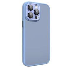 For iPhone 12 Pro Max All-inclusive TPU Edge Acrylic Back Phone Case with Lens Film(Sierra Blue)