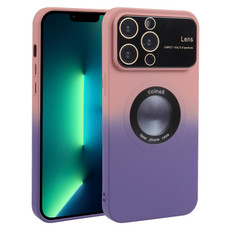 For iPhone 13 Pro Max Gradient Silicone Shockproof Magsafe Phone Case with Lens Film(Pink Purple) For iPhone 13 Pro Max Gradient Silicone Shockproof Magsafe Phone Case with Lens Film(Pink Purple)