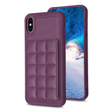For iPhone XS / X Grid Card Slot Holder Phone Case(Dark Purple)