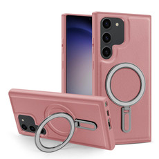 For Samsung Galaxy S23 5G MagSafe Magnetic Holder Phone Case(Pink)