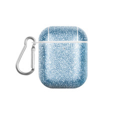 For AirPods 1 / 2 Glitter Powder Skin Texture PC TWS Earphone Case(Blue)