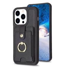 For iPhone 13 Pro Max BF27 Metal Ring Card Bag Holder Phone Case(Black) For iPhone 13 Pro Max BF27 Metal Ring Card Bag Holder Phone Case(Black)