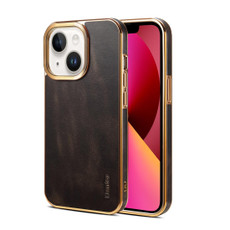 For iPhone 13 Denior Oil Wax Cowhide Plating Phone Case(Black) For iPhone 13 Denior Oil Wax Cowhide Plating Phone Case(Black)