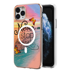 For iPhone 11 Pro Marble Pattern Dual-side IMD Magsafe TPU Phone Case(Dream Butterfly)