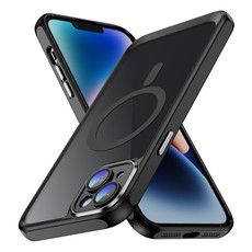 For iPhone 14 Plus MagSafe Magnetic PC + TPU Phone Case with Lens Film(Black)