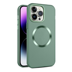 For iPhone 15 Pro CD Texture MagSafe Frosted Translucent Phone Case(Green)