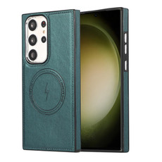 For Samsung Galaxy S22 Ultra 5G Side Leather Magsafe Phone Case(Green) For Samsung Galaxy S22 Ultra 5G Side Leather Magsafe Phone Case(Green)