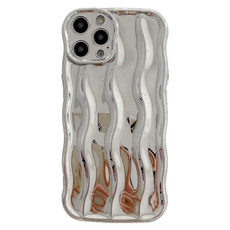 For iPhone 14 Pro Max Wave Texture Bright TPU Phone Case(Silver)