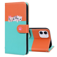 For iPhone 11 Cute Pet Series Color Block Buckle Leather Phone Case(Sky Blue)
