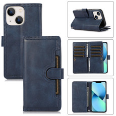For iPhone 13 mini Wristband Card Slot Leather Phone Case(Blue)
