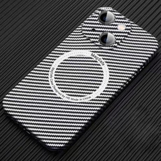 For iPhone 14 MagSafe Magnetic PC Carbon Fiber Phone Case with Lens Film(Silver White)