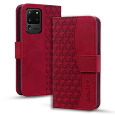 For Samsung Galaxy S20 Ultra 5G Business Diamond Buckle Leather Phone Case with Lanyard(Wine Red)