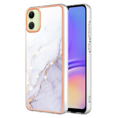 For Samsung Galaxy A05 Electroplating Marble Dual-side IMD Phone Case(White 006)
