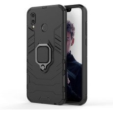 PC + TPU Shockproof Protective Case for Huawei Honor Play, with Magnetic Ring Holder (Black)