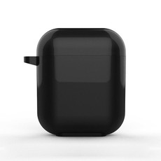 For AirPods 1/2 Bluetooth Headset Protective Sleeve Outdoor Dust-proof Drop-proof Protective Shell Can Stand TPU(Black)