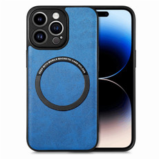 For iPhone 14 Pro Max Solid Color Leather Skin Back Cover Phone Case(Blue)