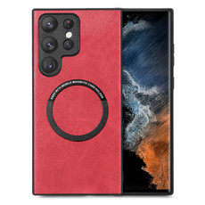 For Samsung Galaxy S22 Ultra 5G Solid Color Leather Skin Back Cover Phone Case(Red) For Samsung Galaxy S22 Ultra 5G Solid Color Leather Skin Back Cover Phone Case(Red)