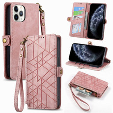 For iPhone 11 Pro Max Geometric Zipper Wallet Side Buckle Leather Phone Case(Pink) For iPhone 11 Pro Max Geometric Zipper Wallet Side Buckle Leather Phone Case(Pink)
