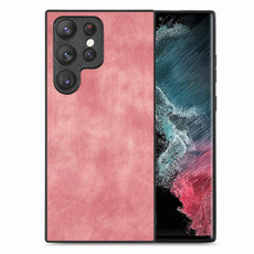 For Samsung Galaxy S22 Ultra 5G Vintage Leather PC Back Cover Phone Case(Pink) For Samsung Galaxy S22 Ultra 5G Vintage Leather PC Back Cover Phone Case(Pink)