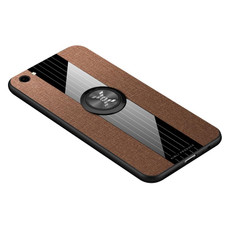 For Vivo Y66 XINLI Stitching Cloth Texture Shockproof TPU Protective Case with Ring Holder(Brown)
