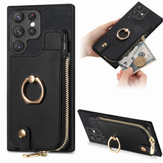 For Samsung Galaxy S22 Ultra 5G Cross Leather Ring Vertical Zipper Wallet Back Phone Case(Black) For Samsung Galaxy S22 Ultra 5G Cross Leather Ring Vertical Zipper Wallet Back Phone Case(Black)