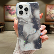 For iPhone 14 Plus Ink Smudged Glitter TPU Phone Case(Black)