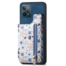 For Realme C31 Retro Painted Zipper Wallet Back Phone Case(Blue)
