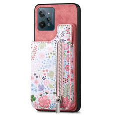 For Realme C31 Retro Painted Zipper Wallet Back Phone Case(Pink)