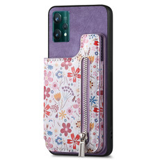 For Realme 9 Pro+ Retro Painted Zipper Wallet Back Phone Case(Purple) For Realme 9 Pro+ Retro Painted Zipper Wallet Back Phone Case(Purple)