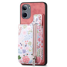 For Realme 10 4G Retro Painted Zipper Wallet Back Phone Case(Pink) For Realme 10 4G Retro Painted Zipper Wallet Back Phone Case(Pink)