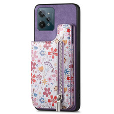 For Realme C31 Retro Painted Zipper Wallet Back Phone Case(Purple)